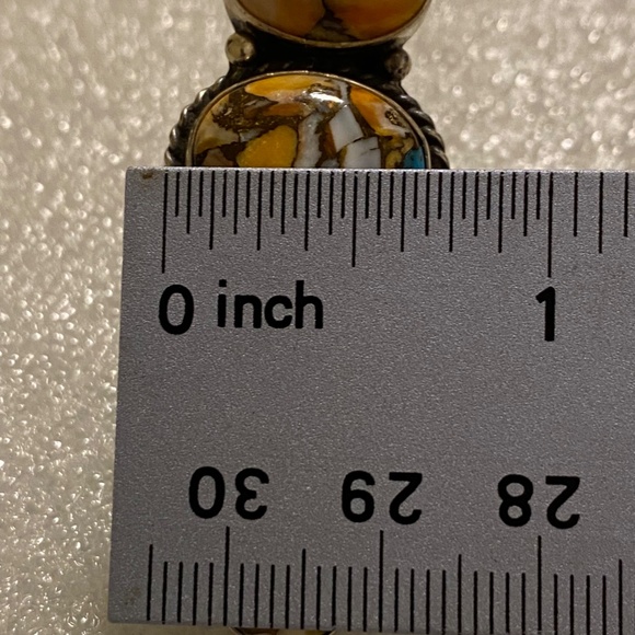 Dramatic 5 Stone Sterling Ring - Orange Spiny - Kingman - Size 9 - Picture 11 of 15